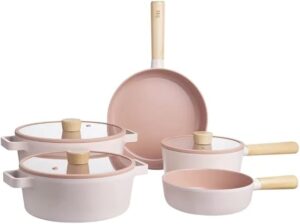 Conjunto de 5 Panelas - Indução Neoflam Fika cor Rosa - Aluminio Injetado com Revestimento Cerâmico