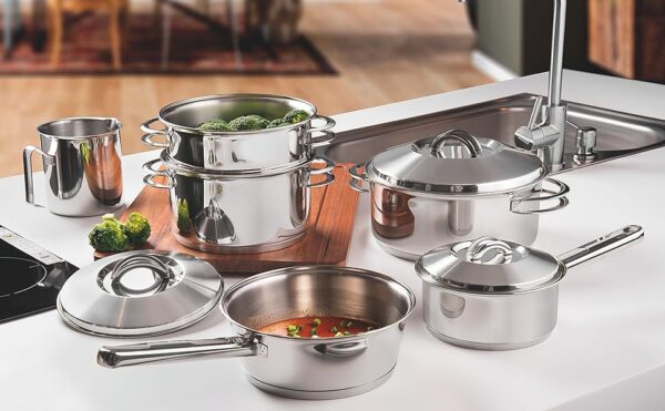 Jogo de Panelas Tramontina Solar em Aço Inox com Fundo Triplo e Tampas de Inox 6 Peças - Image 7